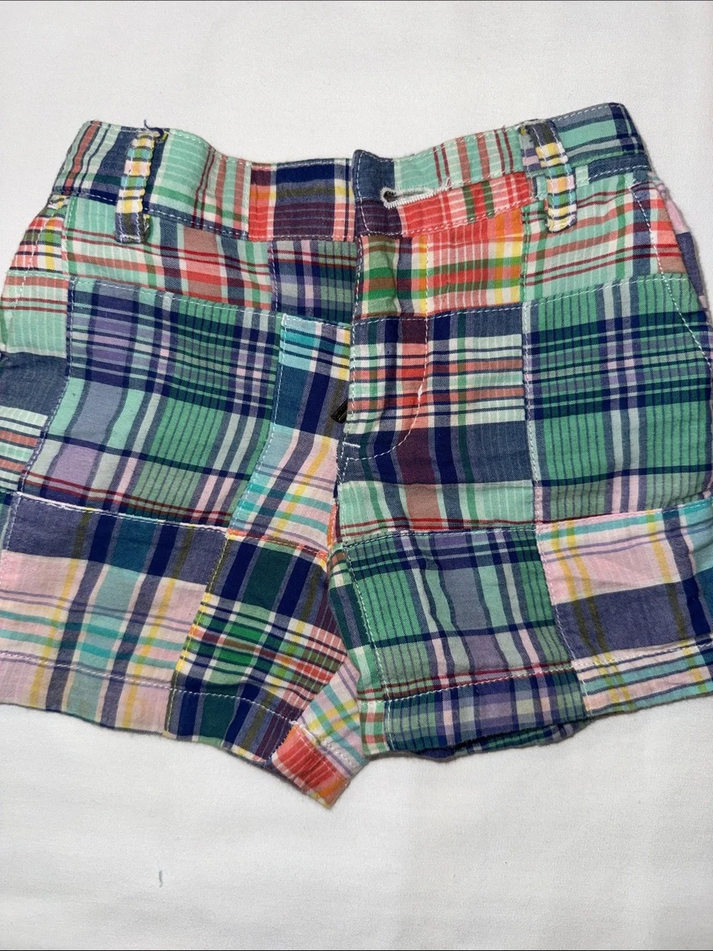 Ralph Lauren Patchwork Plaid Shorts in Green, Blue, Pink